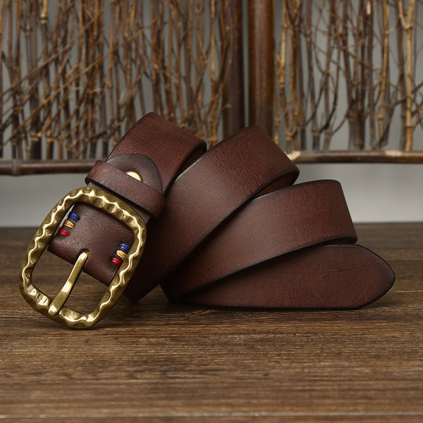 Nexus Buckle genuine leather belt